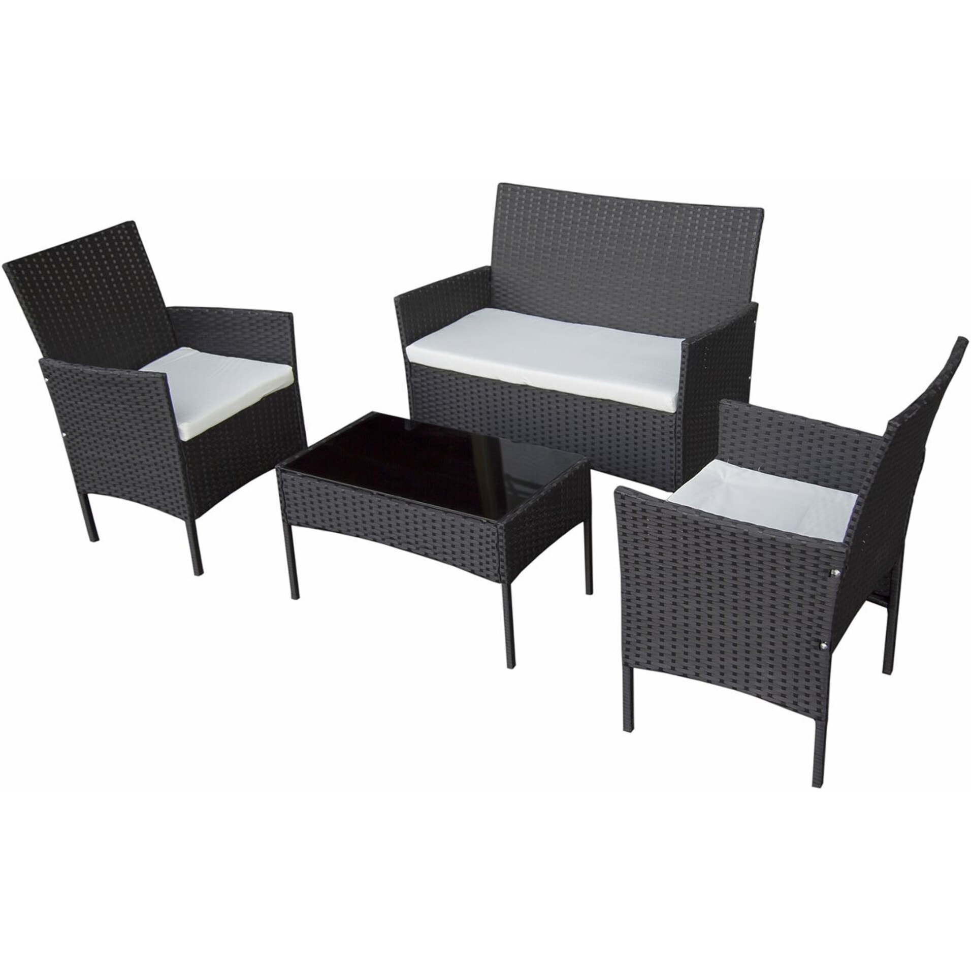 Salon de jardin en résine tressée "Toronto" - 4 places - Noir