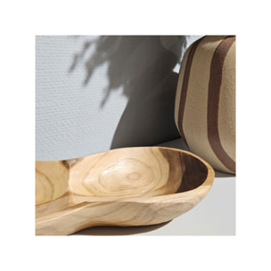 Bol long décoratif L. 39 cm en bois de teck artisanale - TAM