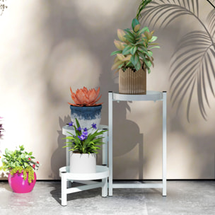 Estantería para Plantas Plegable de 3 Niveles Soporte para Plantas de Metal con 3 Estantes Redondos Soporte para Macetas para Interior y Exterior 40x40x42 cm Blanco