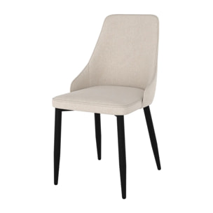 Lot de 2 chaises en tissu beige et pieds en métal - Pipo