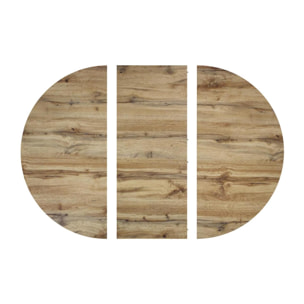 Tavolo rotondo POLA in legno, finitura rovere rustico e gambe incrociate in metallo nero, allungabile Ø100xH75 cm - 140x100x75 cm