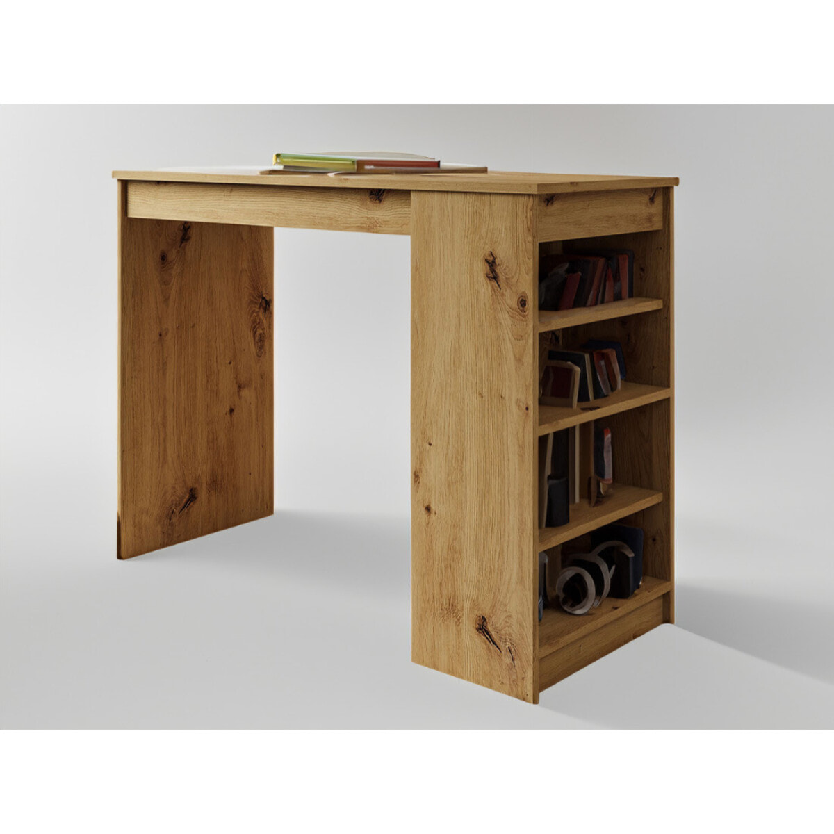 Drazic - table de bar avec rangements - effet bois - de 2 à 4 personnes - Bois