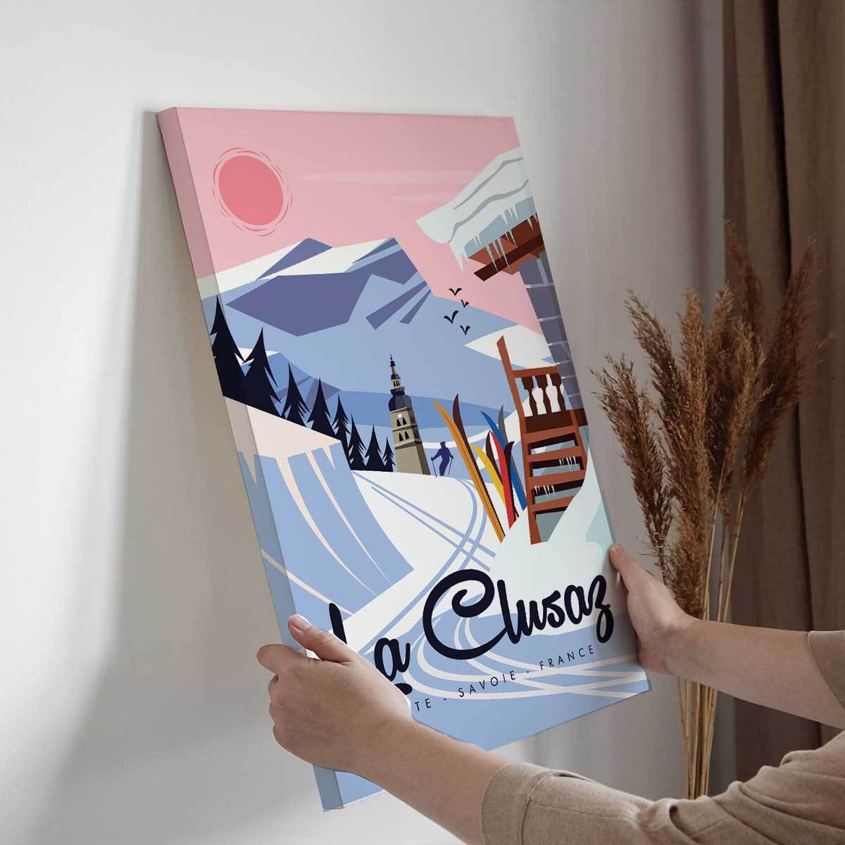 Tableau les alpes La Clusaz enneigé Toile imprimée