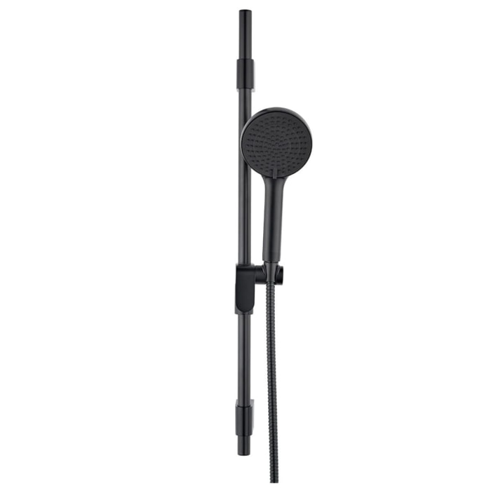 Set de douche style industriel - 3 fonctions, débit 7 l/min - tuyau flexible 70 cm, garantie 5 ans - noir mat