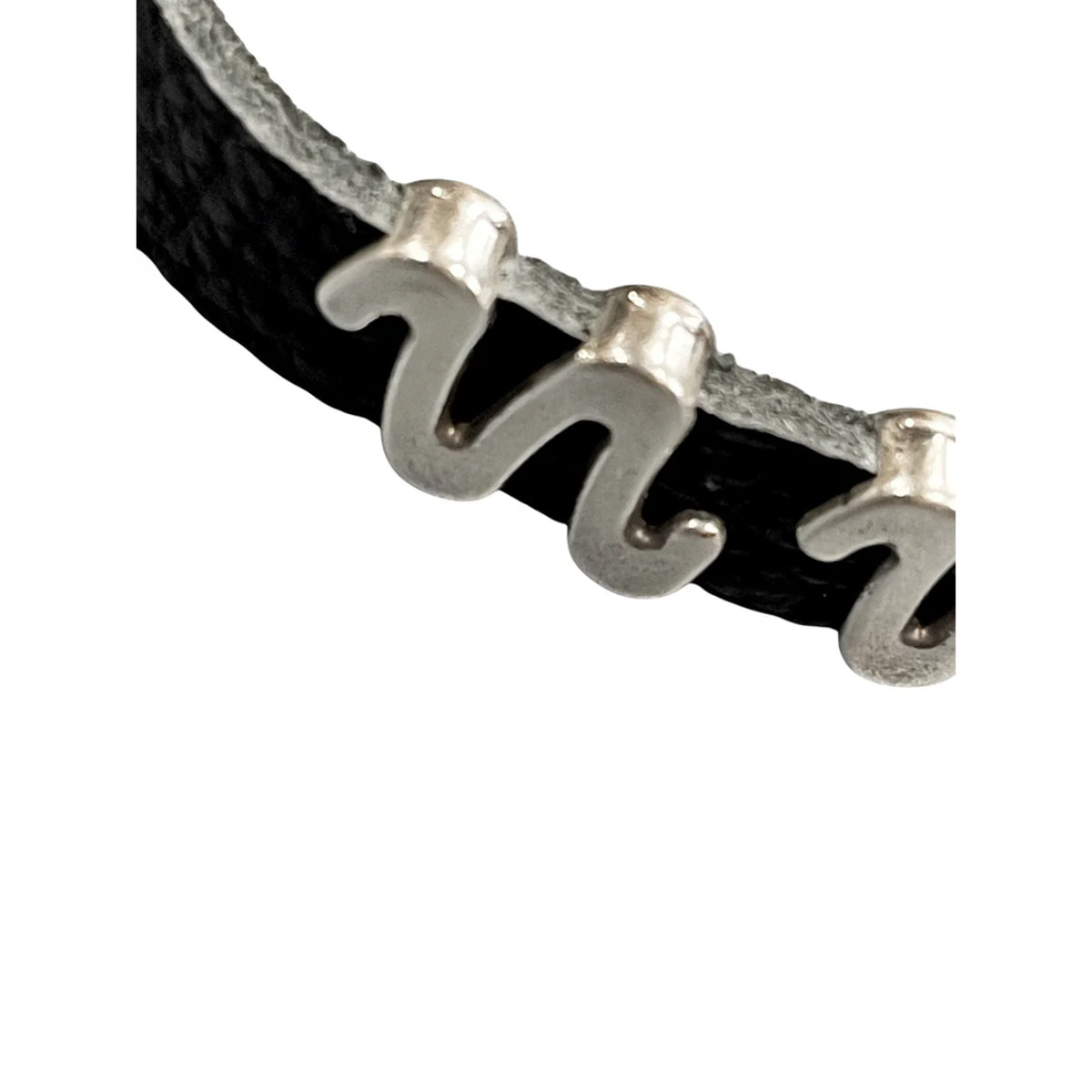 Pulsera MM piel negra y plata 10Mc