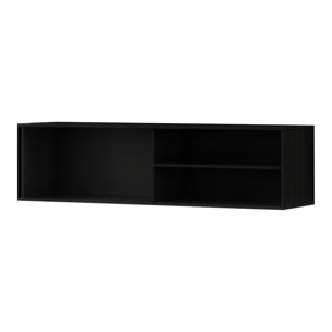 Savanna - meuble TV suspendu - effet bois et noir - 2 niches et 1 porte - 150 cm - Bois / Noir