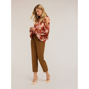 Motivi - Blusa floral con mangas anchas - Rosa cipria