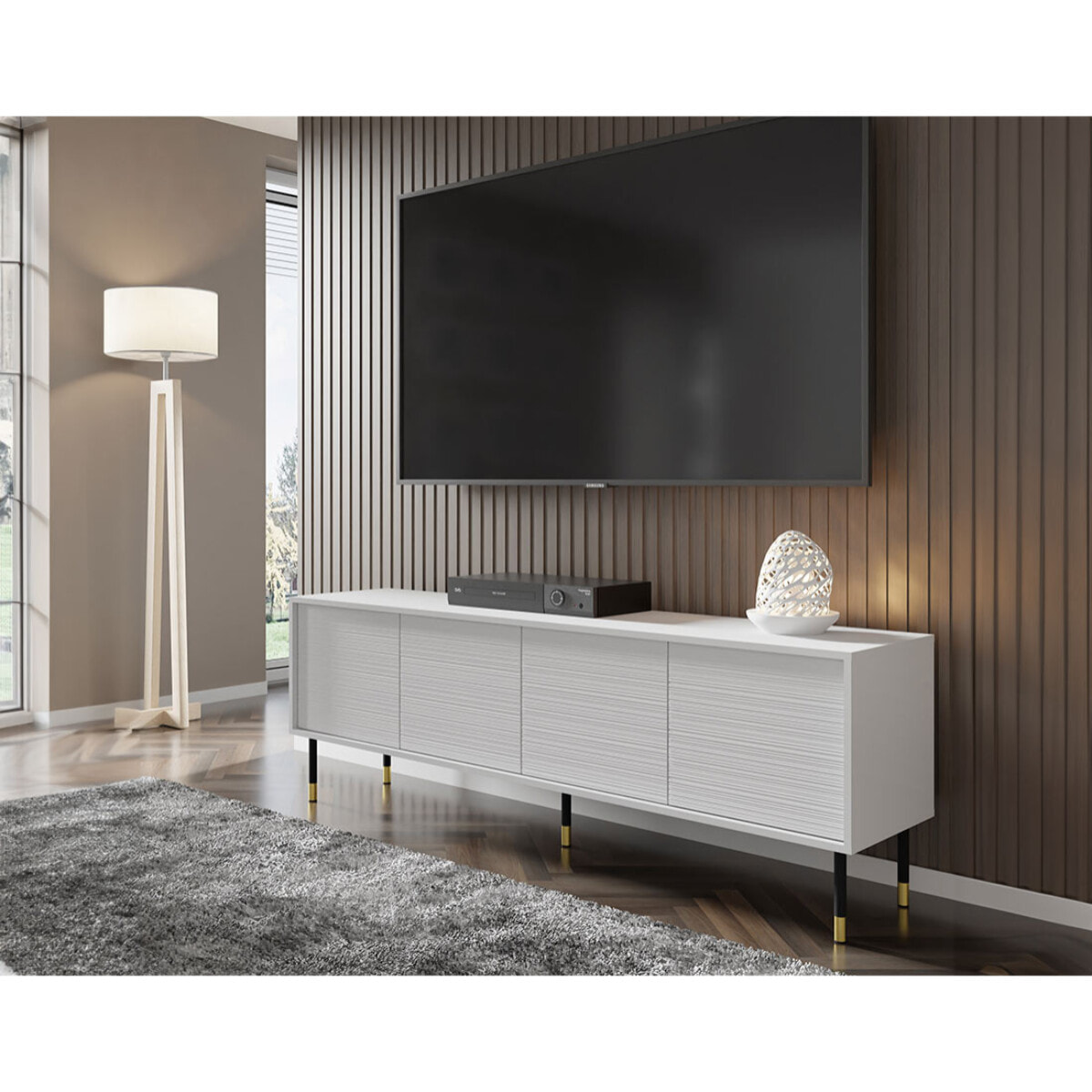 Novara - meuble tv - 4 portes - 180 cm - Blanc
