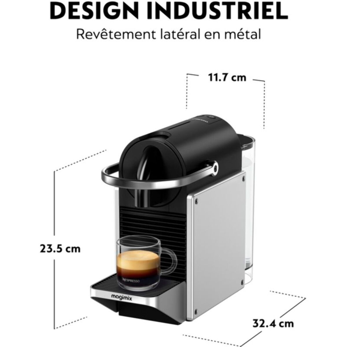 Nespresso DELONGHI Pixie gris metal