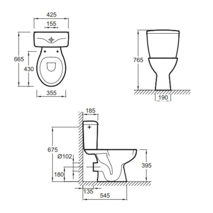 Lot de 2 WC à poser Eolia + abattant