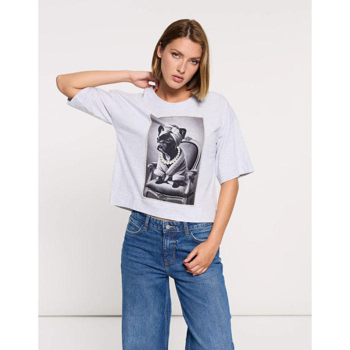 Camiseta Manga Corta Gris Claro - Dogy