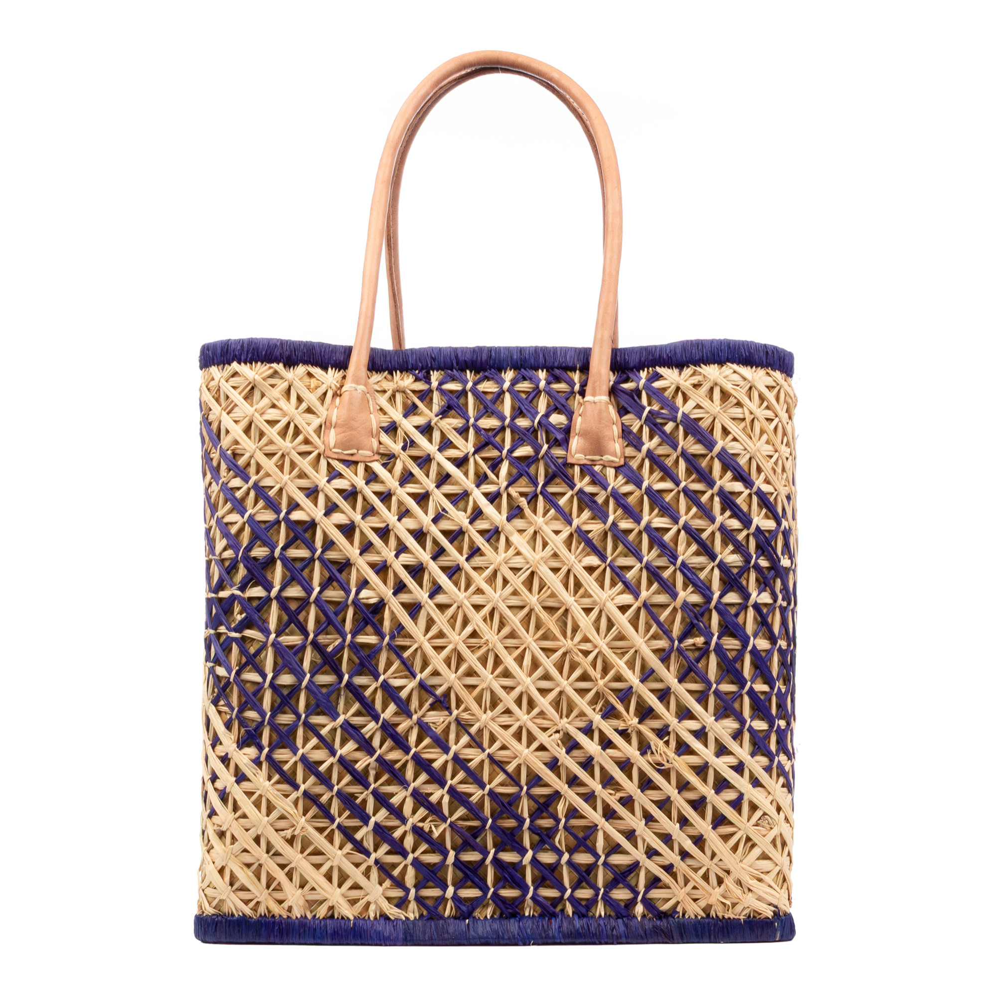 Zavattarello bolso de hombro mujer. Fabricado en rafia y tela, con asas de cuero.