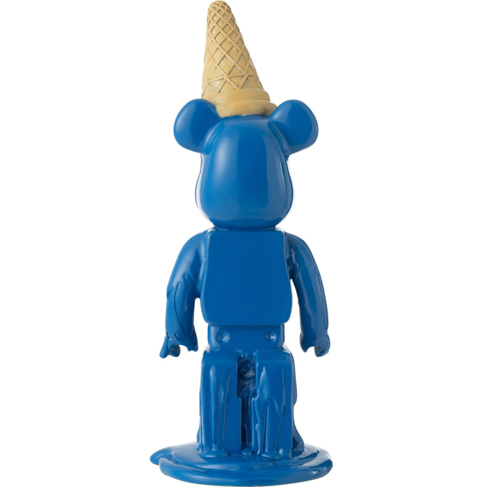 J-Line décoration Ours Cornet Glace - plastique - bleu
