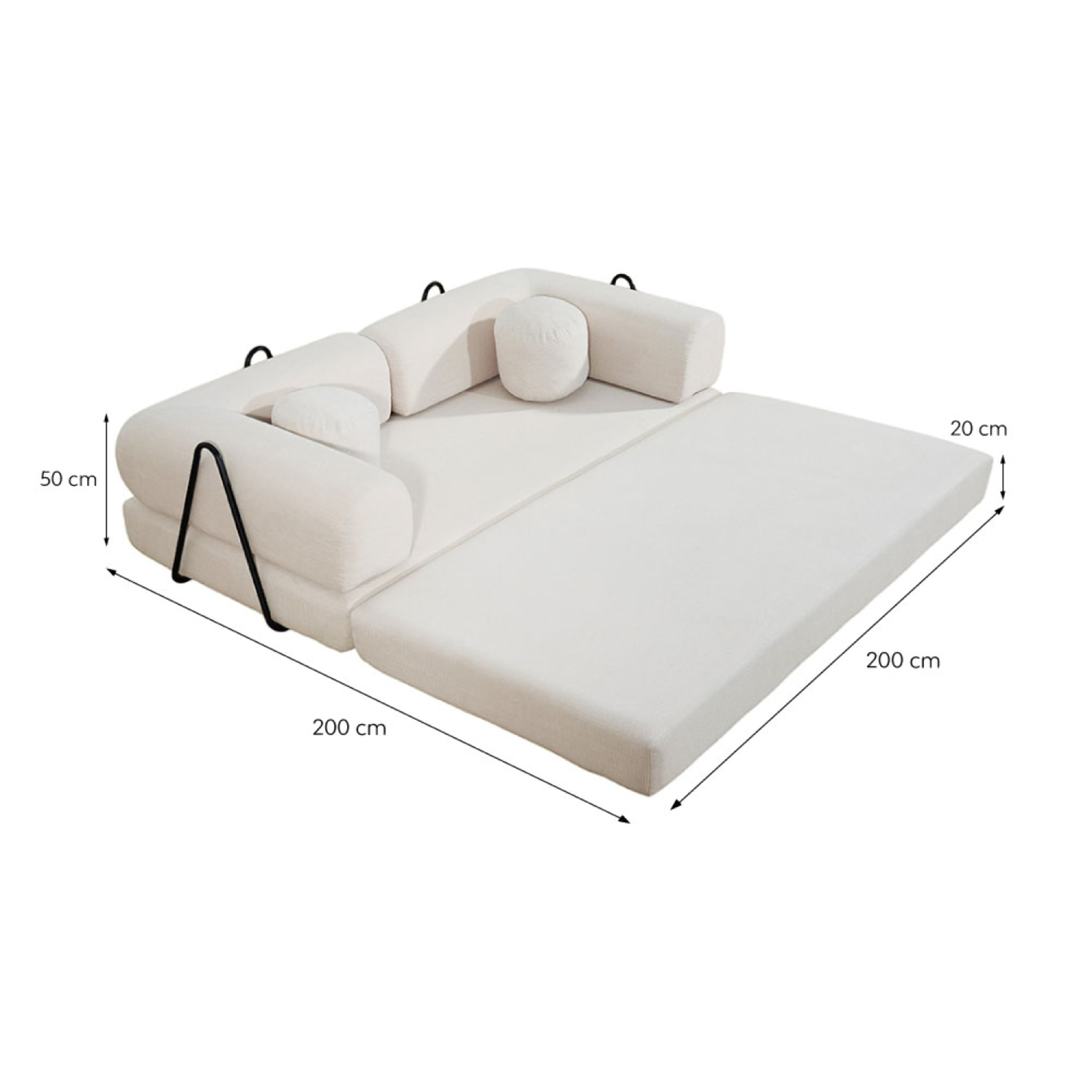 Canapé compressé convertible modulable 3 places en velours côtelé beige DEAN