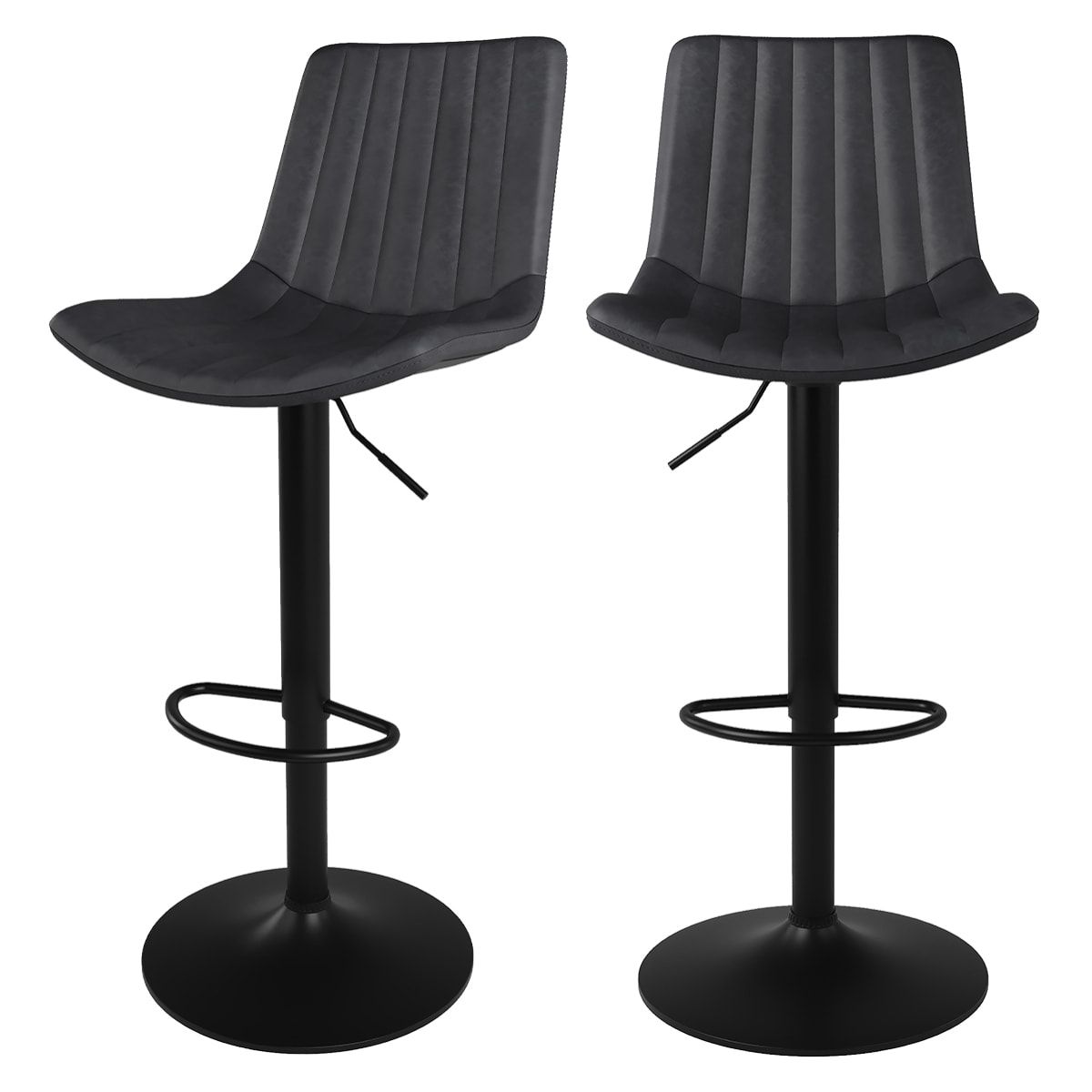 Lot de 2 chaises de bar réglables 62,5/83 cm gris foncé - Killi