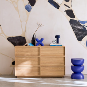 Commode de rangement décor bois 6 tiroirs KUBA