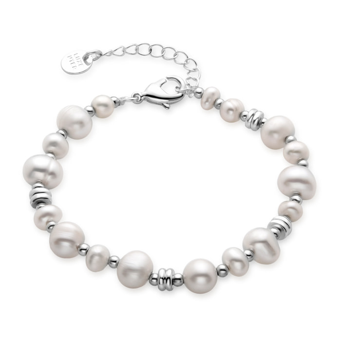 Pulsera de Perla Blanca acabada en rodio