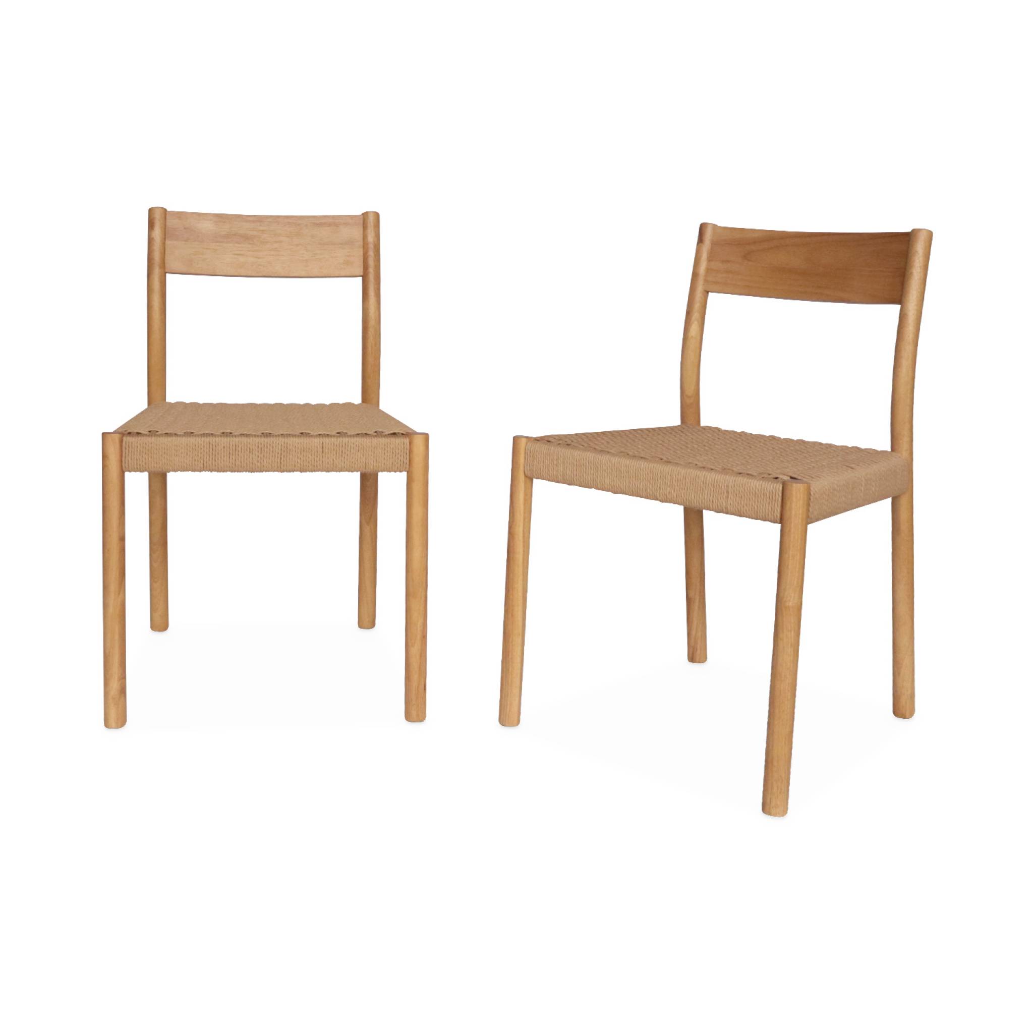Lot de 2 chaises naturelles en bois et cordage. Ella. L 49.5 x P 53 x H 82cm