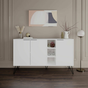 Credenza Dpenz, Buffet da soggiorno, Madia da salotto, Dispensa da cucina, 142x36h83 cm, Bianco