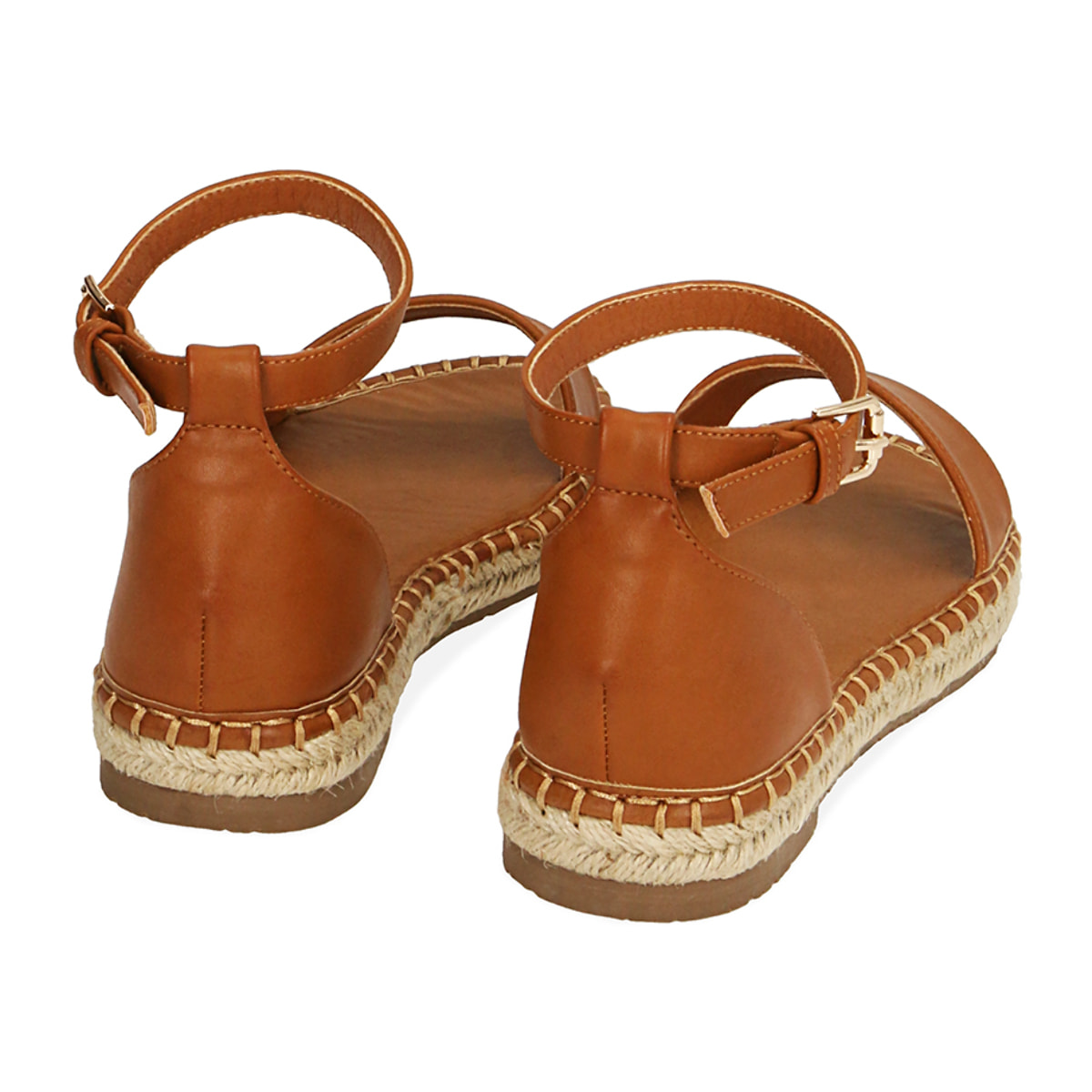 Sandalias planas color coñac
