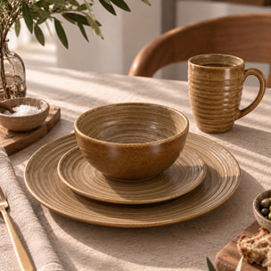 Lot de 6 assiettes plates 27cm en grès caramel TURBOLINO