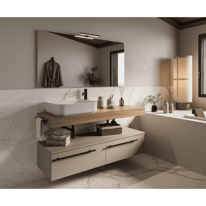MOBILE DA BAGNO RIFLESSO 140 PORO NOCE E TORTORA MILANO - 8 PEZZI