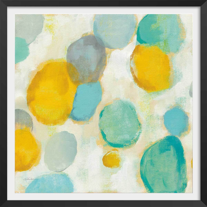 Poster watercolor circle Affiche + cadre en bois - Noir