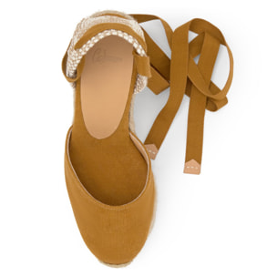 Alpargata de cuña Carina en algodón orgánico lavado con cierre de cintas