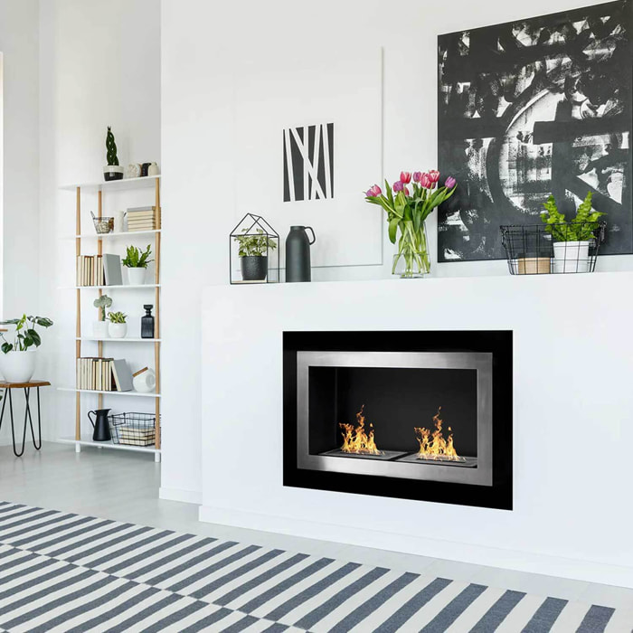 Pechino - Camino a bioetanolo da parete o incasso 90x17xH55 cm