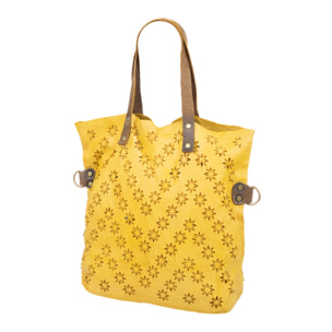 Badia bolso shopper mujer. Piel auténtica Napa con diseño de estrellas perforadas.