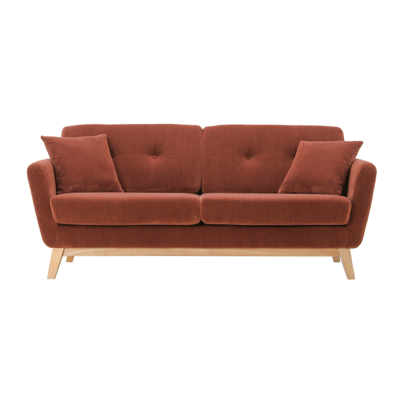 OSLO Canapé scandinave 3 places en velours côtelé terracotta
