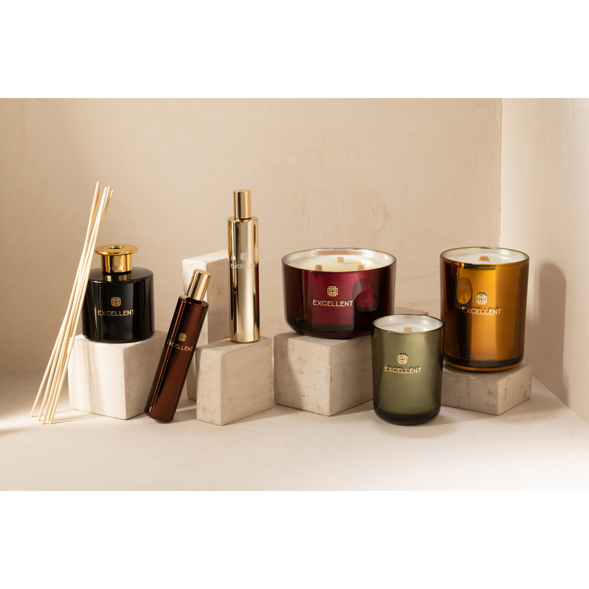 J-Line bougie parfumée Excellent - Golden Honey - verre - ocre – medium – 80H