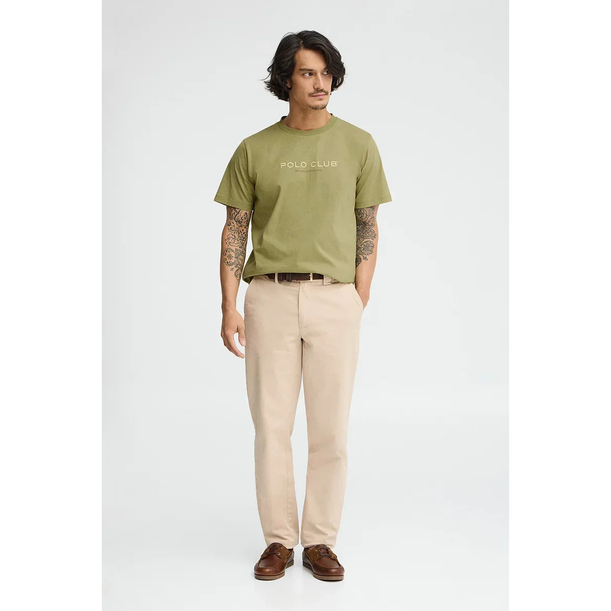 Camiseta verde hoja de manga corta con bordado Established 2012 Polo Club