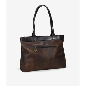 Bolso de hombro marrón vintage con cinturón