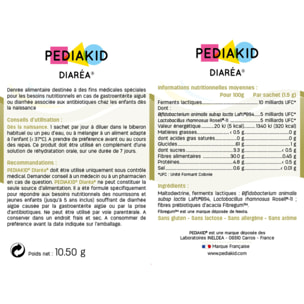 PEDIAKID - Diaréa - Pour les besoins nutritionnels en cas de gastroentérite aiguë ou diarrhée associée aux antibiotiques - Dès la naissance - Sachets de poudre à diluer - Goût neutre - Lot de 2