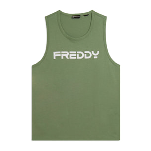 Canotta in cotone con retro vogatore e logo FREDDY