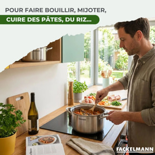 Batterie de cuisine avec 2 faitouts 20/24 cm en inox sans PFAS Fackelmann Vita3