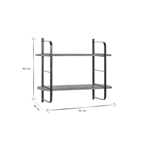 Étagère murale en bois manguier massif et métal noir L70 cm AKINA