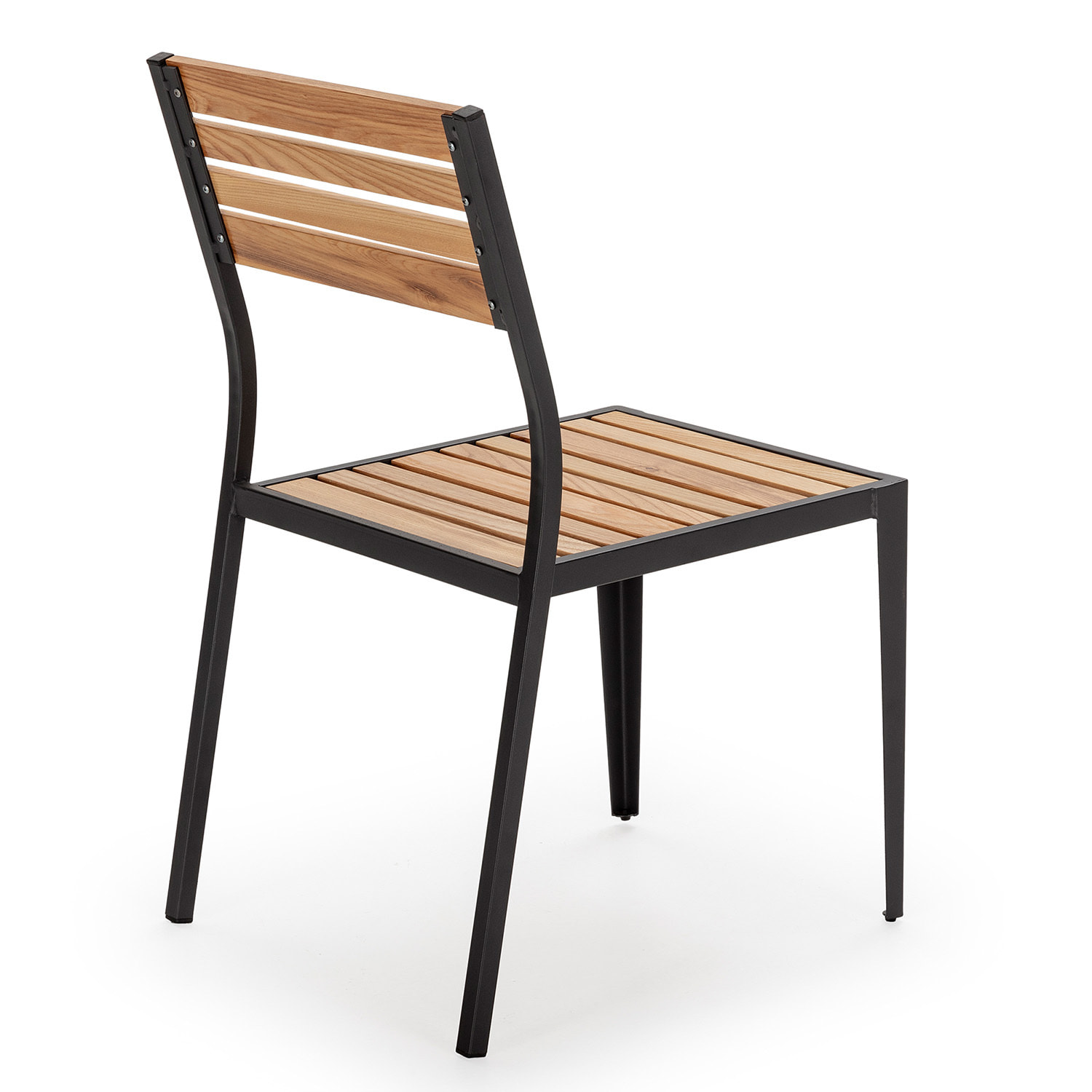 Pack 4 sillas de Jardín apilables Coral de Madera y Metal Negro
