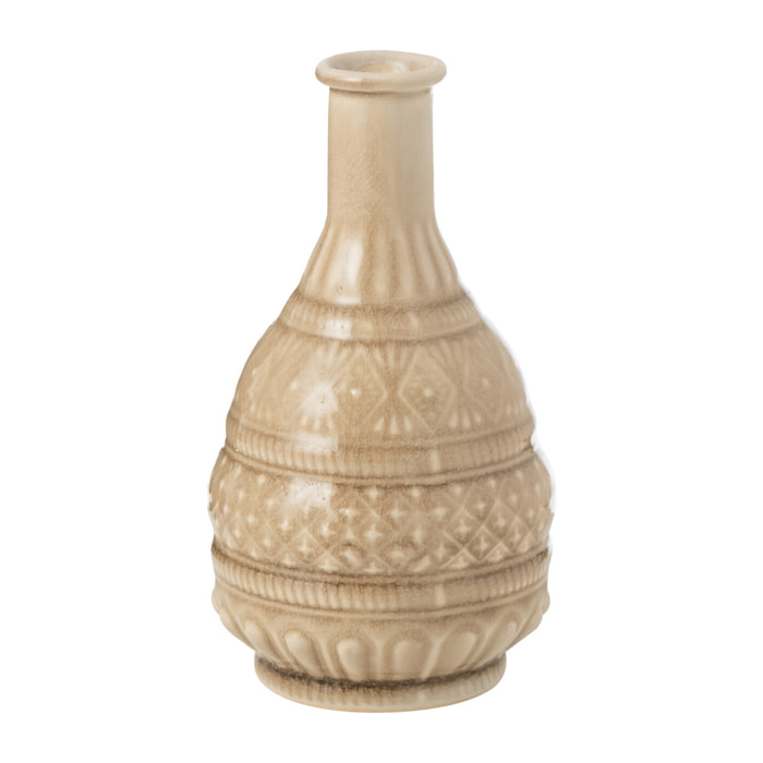 J-Line vase Sculpte - porcelaine - beige - 18.5 cm de hauteur