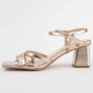 Sandalia De Tacón - Dorado - Altura: 6 Cm