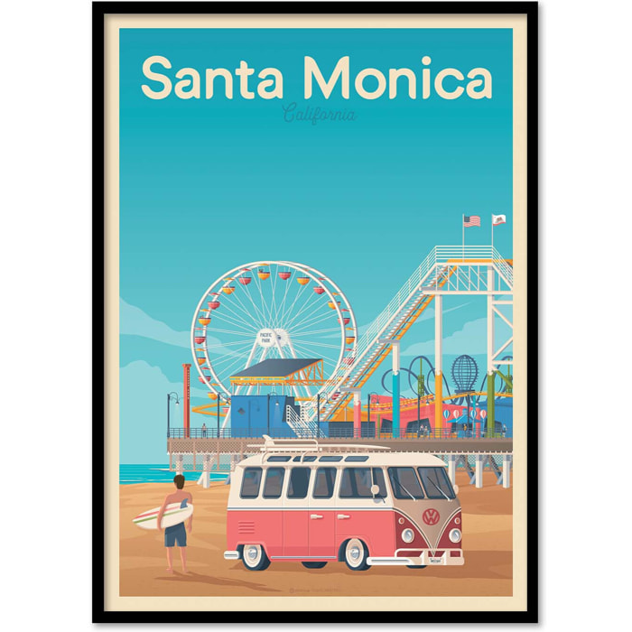 Affiche - Santa Monica - Olahoop Travel Posters