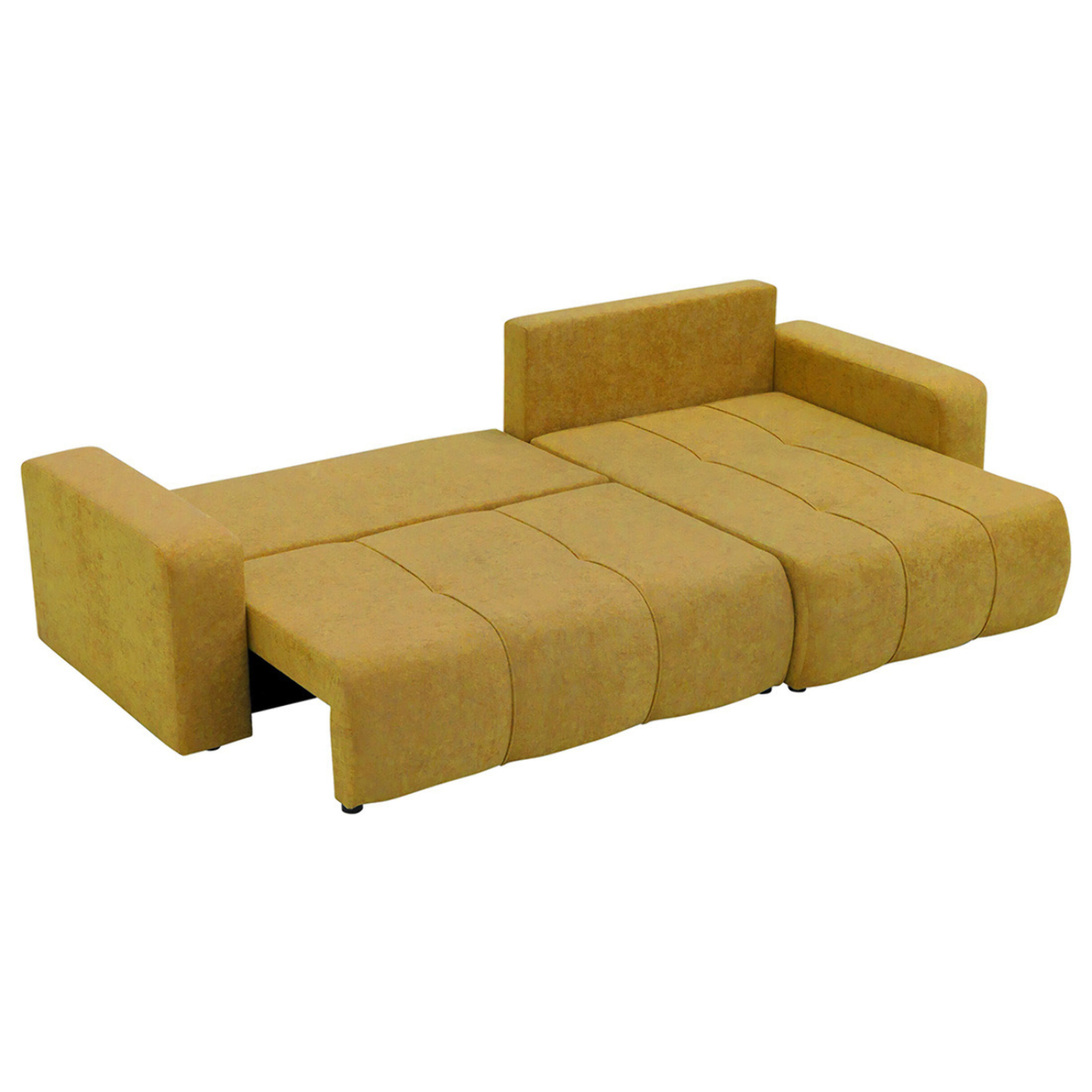 Nicole - Canapé d'angle réversible 5 places convertible avec coffre en tissu - Jaune