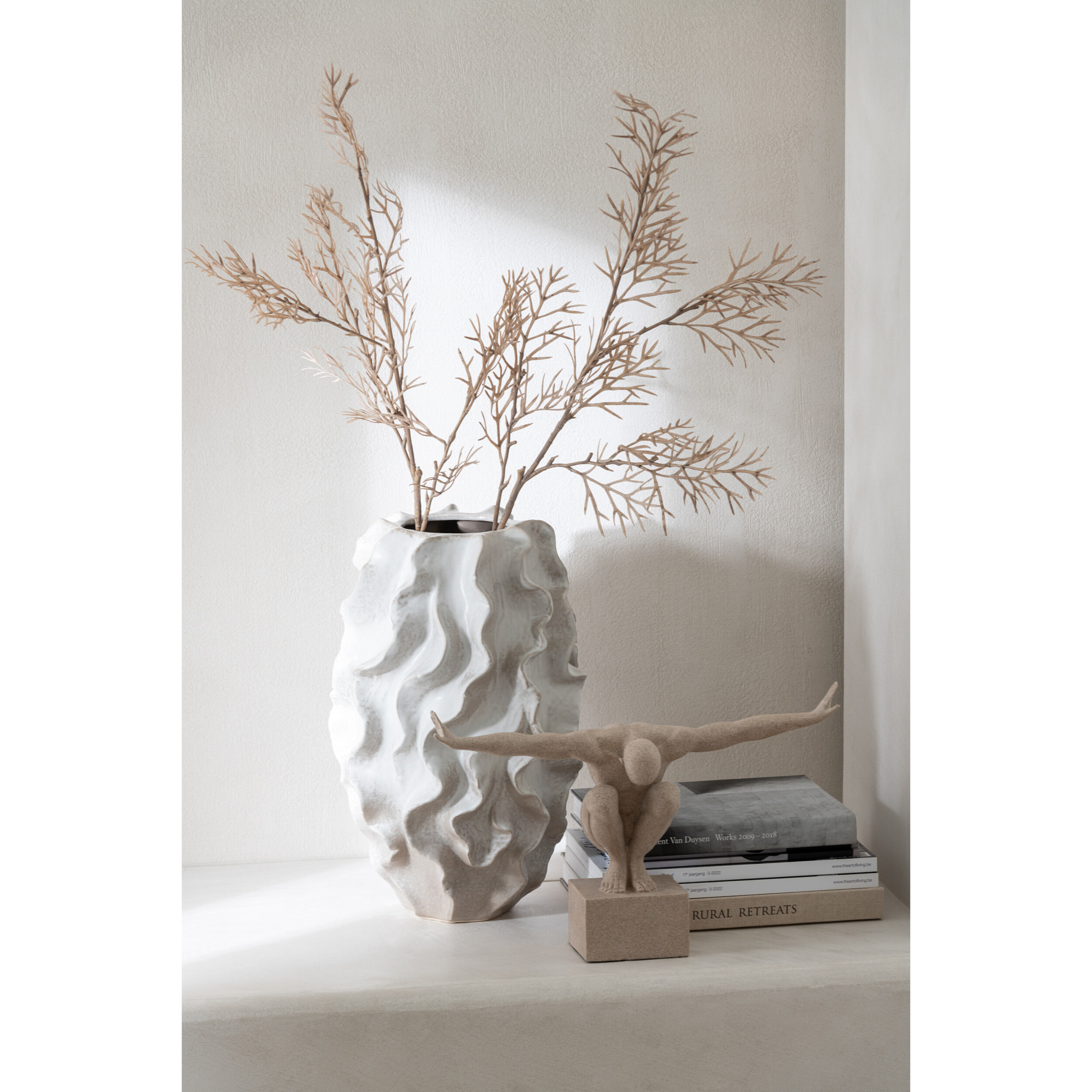 J-Line décoration Athlète Sur Socle -  marbre/polyrésine - beige - large