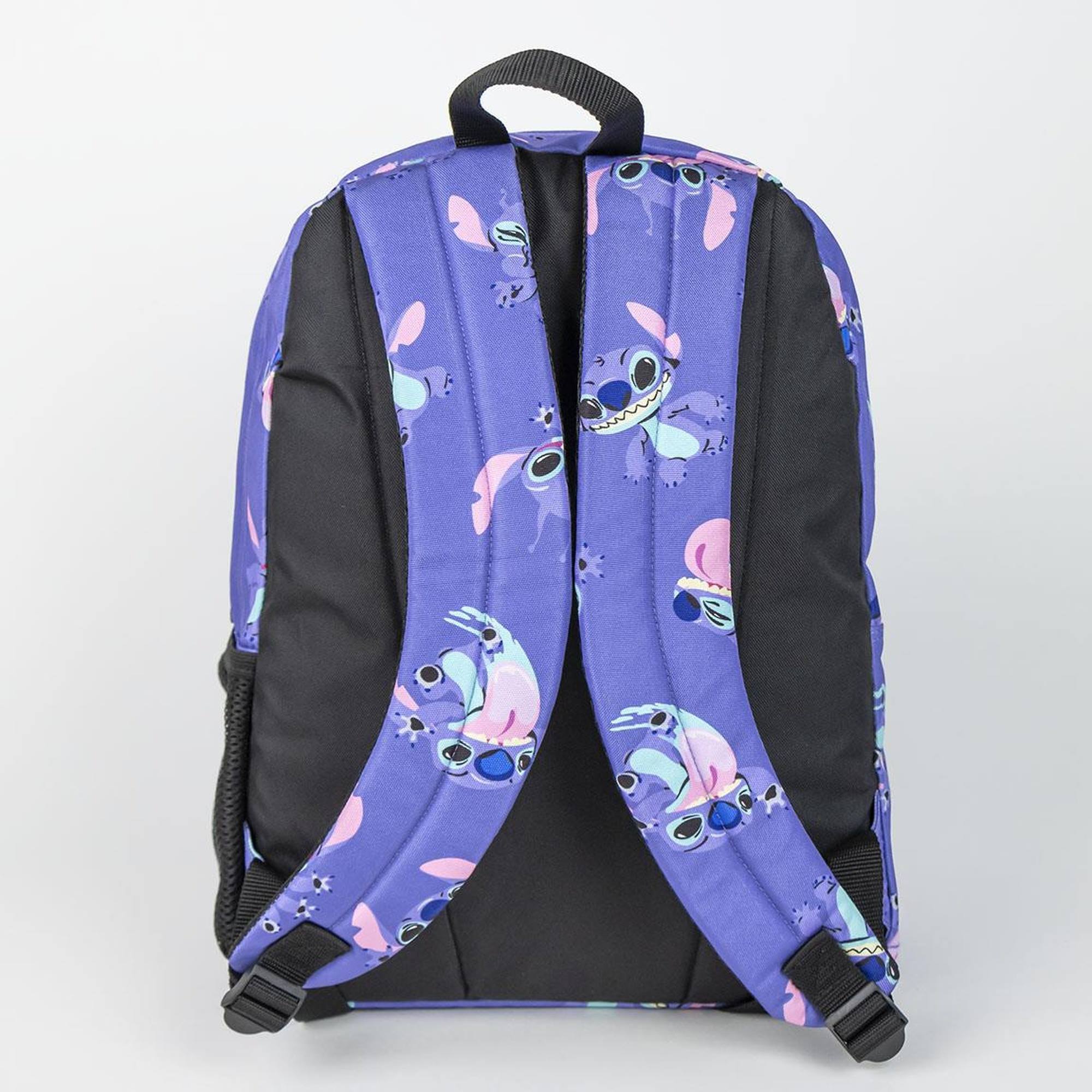 Mochila escolar de stitch - color morado - 32 x 12 x 42 cm - cierre de cremallera - asa ajustable - mochila resistente y duradera