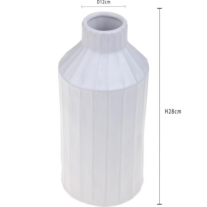 Vaso Rigato 28H Cm - Pezzi 1 - 12X28X12cm - Colore: Bianco - Bianchi Dino - Decori Casa E Complementi