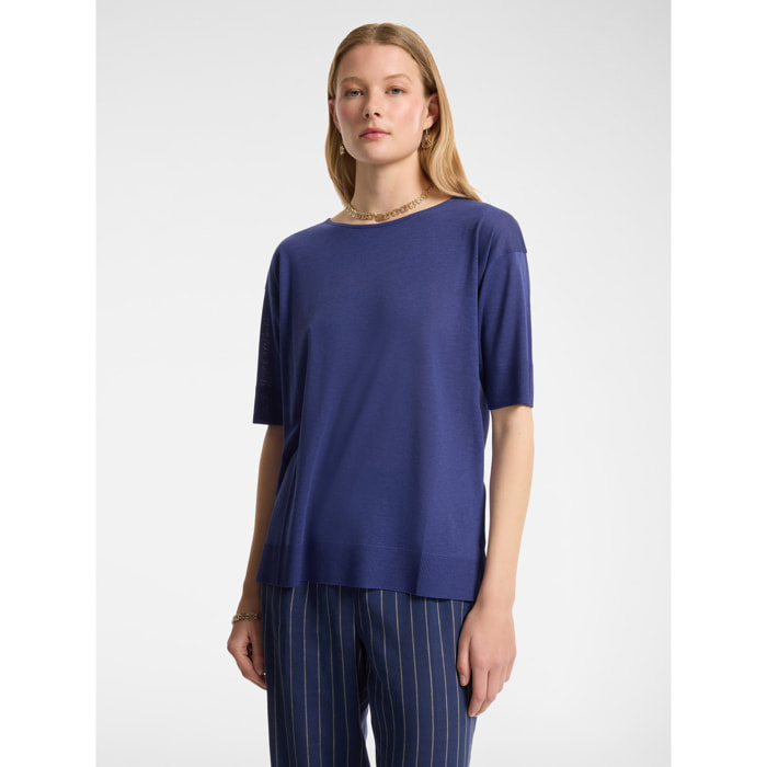 Elena Mirò - Camiseta de tejido de punto tricot - Azul