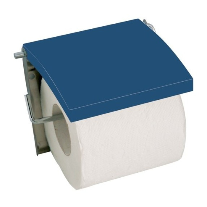 Porte Rouleau Papier Wc Mural MDF & Inox Bleu Foncé MSV