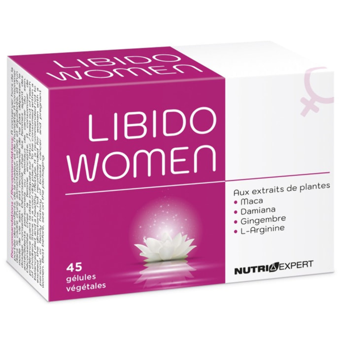 NUTRI EXPERT - Libido Women - Soutient les performances physiques - Réduit le stress et la fatigue - Actifs naturels - Sans gluten - 3 blisters de 15 gélules végétales