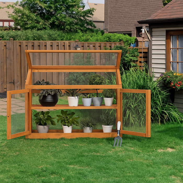Kinto - Mini Serra 90x70x37 cm per Interno ed Esterno Porta Piante in Legno di Abete e Policarbonato